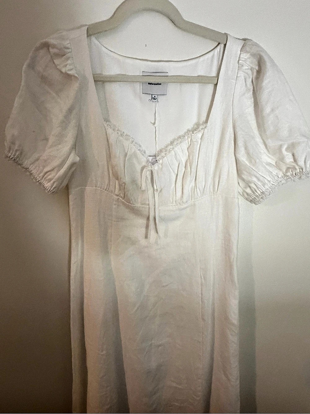 Reformation Linen Dress White Maxi Dress Size Medium - Picture 3 of 8